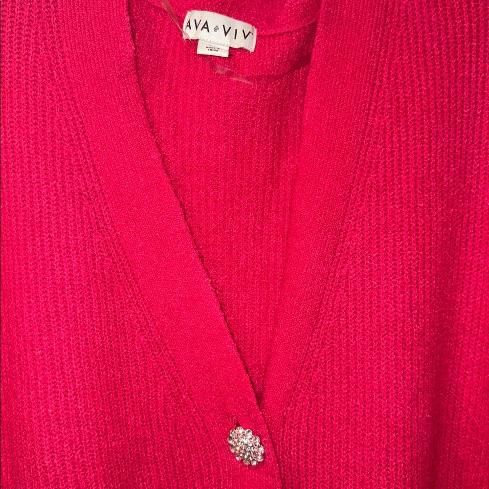Women's Pink Cardigan Sweater - Picture 4 of 4